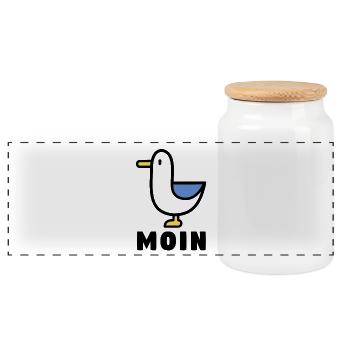 MoinMöwe Design - Panorama Keksdose mit Holzdeckel - Weiß - Vorne