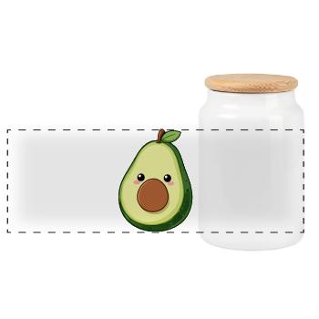Lustige Kawaii Avocado Geschenk Veganer Vegetarier - Panorama Keksdose mit Holzdeckel - Weiß - Vorne