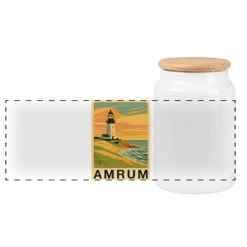 Amrum - Panorama Keksdose mit Holzdeckel - Weiß - Vorne