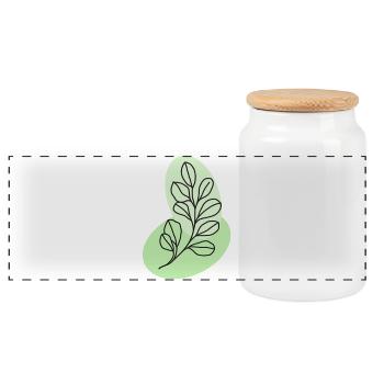 Botanische Eukalyptusblattlinie in Pastell - Panorama Keksdose mit Holzdeckel - Weiß - Vorne