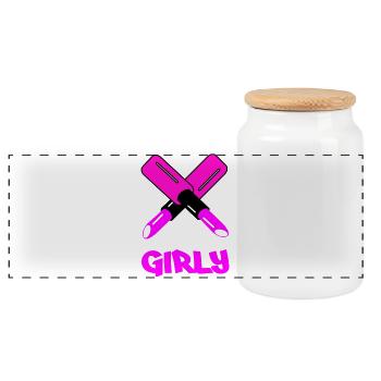 GIRLY Neon Cutout Typography - Panorama Keksdose mit Holzdeckel - Weiß - Vorne