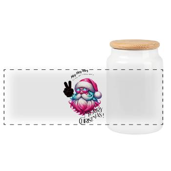 Weihnachtsmann - Fröhliche Weihnachten - Design3 - Panorama Keksdose mit Holzdeckel - Weiß - Vorne