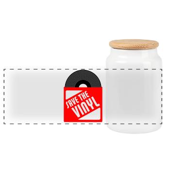 save the vinyl - Panorama Keksdose mit Holzdeckel - Weiß - Vorne