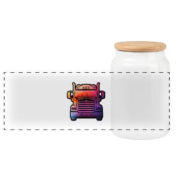 Cool truck - Panoramic Cookie Jar with Wooden Lid - white - Front