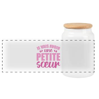 Je vais avoir une petite sœur - Boîte à biscuits avec couvercle en bois - blanc - Devant
