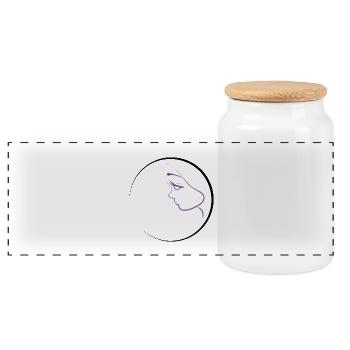 Purple female silhouette - Panoramic Cookie Jar with Wooden Lid - white - Front