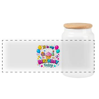 Today is my birthday - Panoramic Cookie Jar with Wooden Lid - white - Front