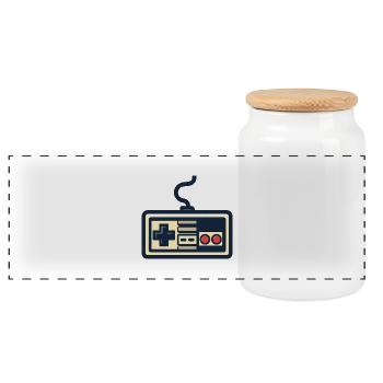 Conception de manette de jeu rétro - Boîte à biscuits avec couvercle en bois - blanc - Devant