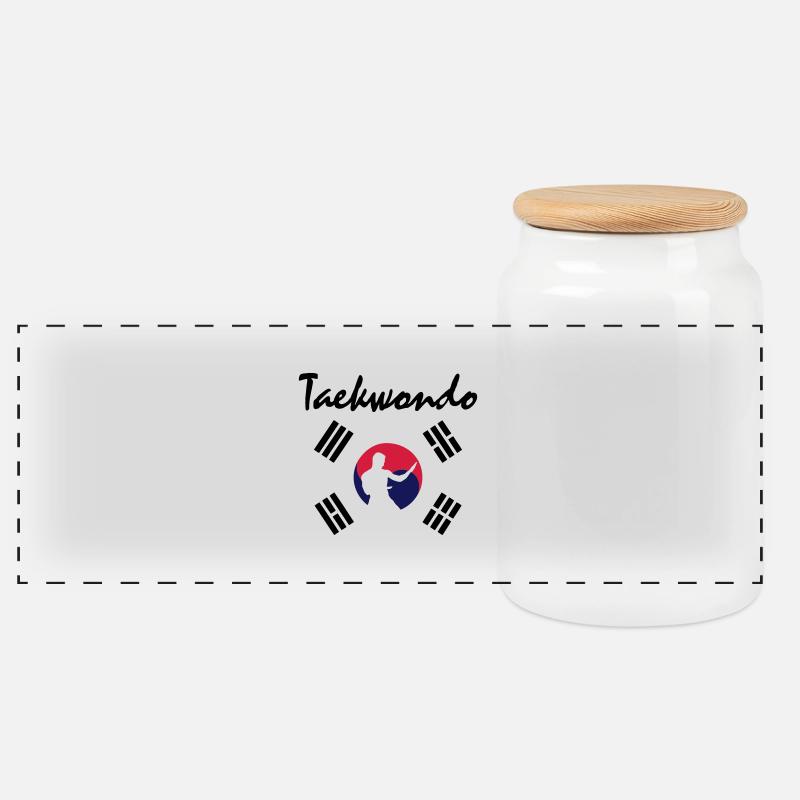 taekwondo - Boîte à biscuits avec couvercle en bois - blanc