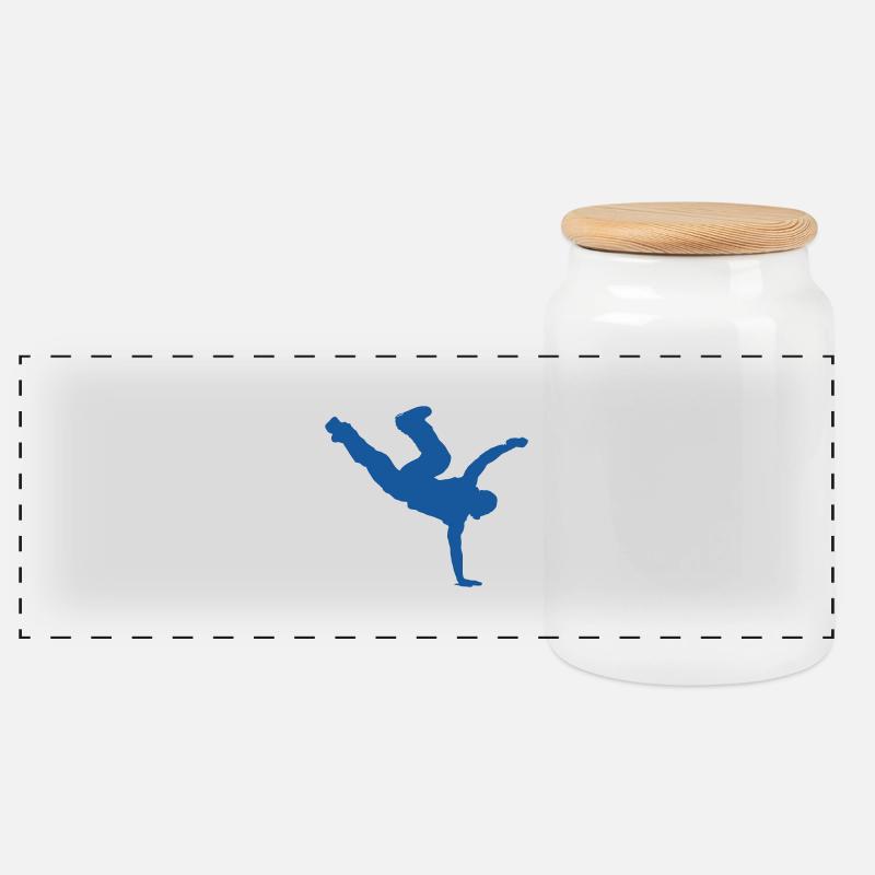 streetdance_3 - Panoramic Cookie Jar with Wooden Lid - white