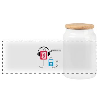 POD 3 - Panoramic Cookie Jar with Wooden Lid - white - Front