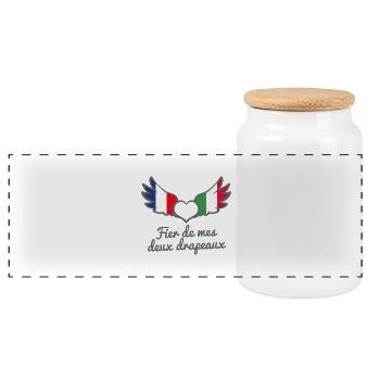 Binationalités France Italie FrancoItalien - Boîte à biscuits avec couvercle en bois - blanc - Devant