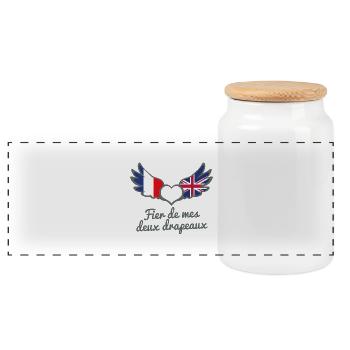 Binationalités France Royaume Uni FrancoAnglais - Boîte à biscuits avec couvercle en bois - blanc - Devant