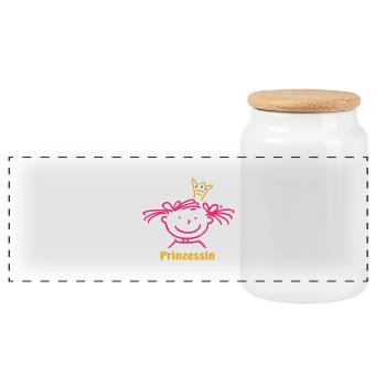 Prinzessin - Panorama Keksdose mit Holzdeckel - Weiß - Vorne