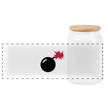 bomb - Panoramic Cookie Jar with Wooden Lid - white - Front