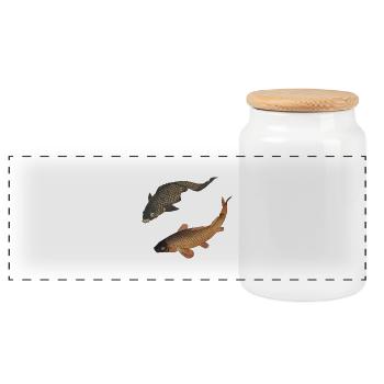 Koi japonais 2 - Boîte à biscuits avec couvercle en bois - blanc - Devant