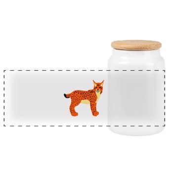 Vecteur avant tête de Lynx - Boîte à biscuits avec couvercle en bois - blanc - Devant