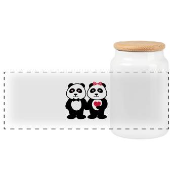 COUPLES PANDA - Boîte à biscuits avec couvercle en bois - blanc - Devant