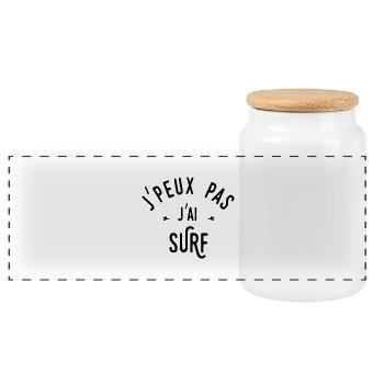 j'peux pas j'ai surf - Boîte à biscuits avec couvercle en bois - blanc - Devant