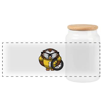 Motorcross Vogel - Panorama Keksdose mit Holzdeckel - Weiß - Vorne