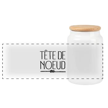 Tête De Noeud - Boîte à biscuits avec couvercle en bois - blanc - Devant