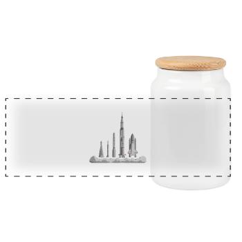 The Space Race - Panoramic Cookie Jar with Wooden Lid - white - Front