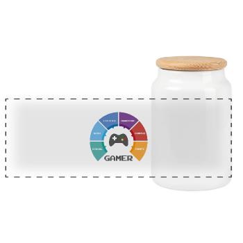 game wheel - Panoramic Cookie Jar with Wooden Lid - white - Front