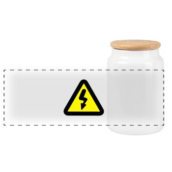 Electricity road sign - Panoramic Cookie Jar with Wooden Lid - white - Front
