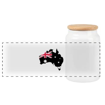 Australia - Panoramic Cookie Jar with Wooden Lid - white - Front