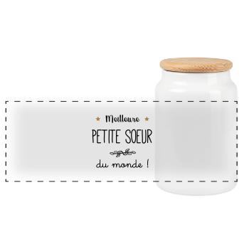 Meilleure petite seur du monde vecteur - Boîte à biscuits avec couvercle en bois - blanc - Devant