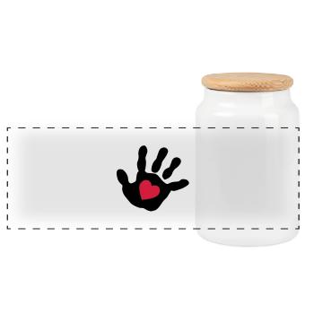 Baby - Hand - Babyhand - Herz - Panorama Keksdose mit Holzdeckel - Weiß - Vorne