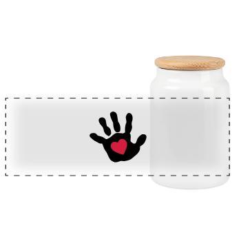 Baby - Hand - Babyhand - Herz - Panorama Keksdose mit Holzdeckel - Weiß - Vorne