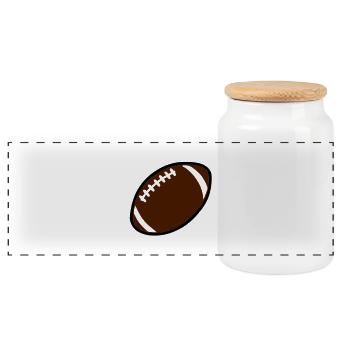 rugby ball or soccer americain712 - Panoramic Cookie Jar with Wooden Lid - white - Front