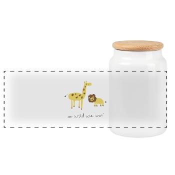 So Wild wie wir (Löwe & Giraffe) - Panorama Keksdose mit Holzdeckel - Weiß - Vorne