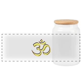 Sacred OM (AUM - I AM), gold, manifestation of - Boîte à biscuits avec couvercle en bois - blanc - Devant