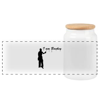 i_am_banksy - Panoramic Cookie Jar with Wooden Lid - white - Front