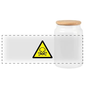 sign_2c_warning_skull - Panoramic Cookie Jar with Wooden Lid - white - Front