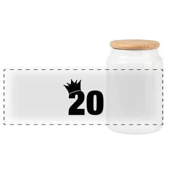 20_krone_f1 - Panoramic Cookie Jar with Wooden Lid - white - Front