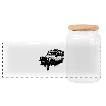 LR off-road #1 - Autonaut.com - Panoramic Cookie Jar with Wooden Lid - white - Front