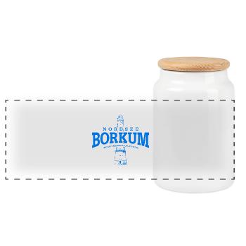 Borkum Mer du Nord (Bleu) - Boîte à biscuits avec couvercle en bois - blanc - Devant