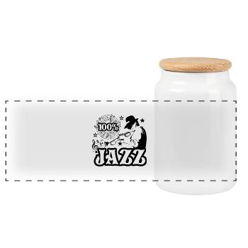 100% jazz - Boîte à biscuits avec couvercle en bois - blanc - Devant