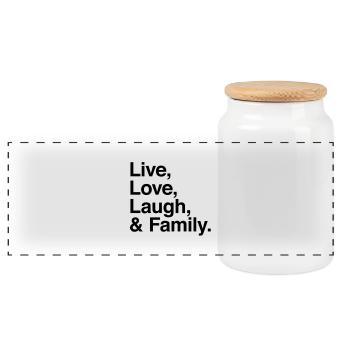 rire vivant d'amour et de la famille - Boîte à biscuits avec couvercle en bois - blanc - Devant