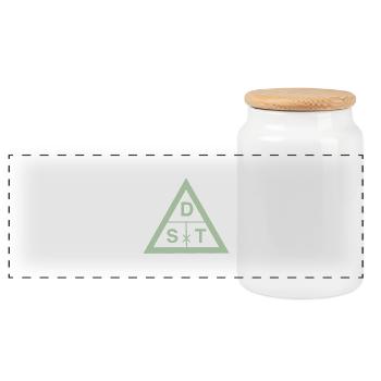 dst olive - Panoramic Cookie Jar with Wooden Lid - white - Front