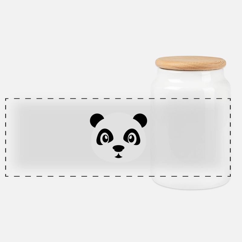 Cute panda with glasses - Nerd Panda Bär - Brille - Panorama Keksdose mit Holzdeckel - Weiß