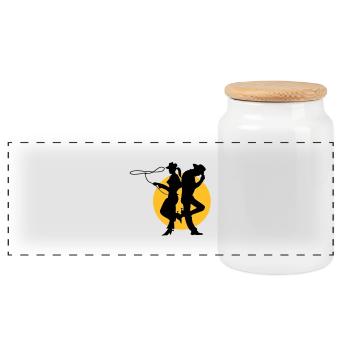 sheriff - Panoramic Cookie Jar with Wooden Lid - white - Front