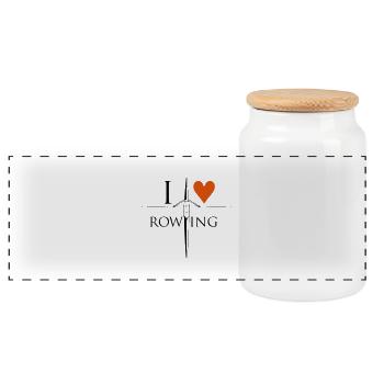 i love rowing - Panorama Keksdose mit Holzdeckel - Weiß - Vorne