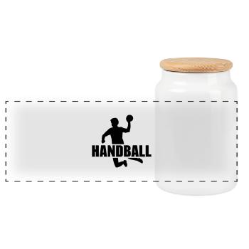 Handball - Panorama Keksdose mit Holzdeckel - Weiß - Vorne