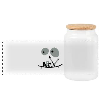 School child - monster face - First day of school - Panoramic Cookie Jar with Wooden Lid - white - Front
