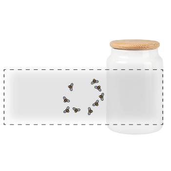 Bees - Panoramic Cookie Jar with Wooden Lid - white - Front