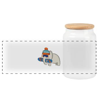 Snowboard - Panorama Keksdose mit Holzdeckel - Weiß - Vorne